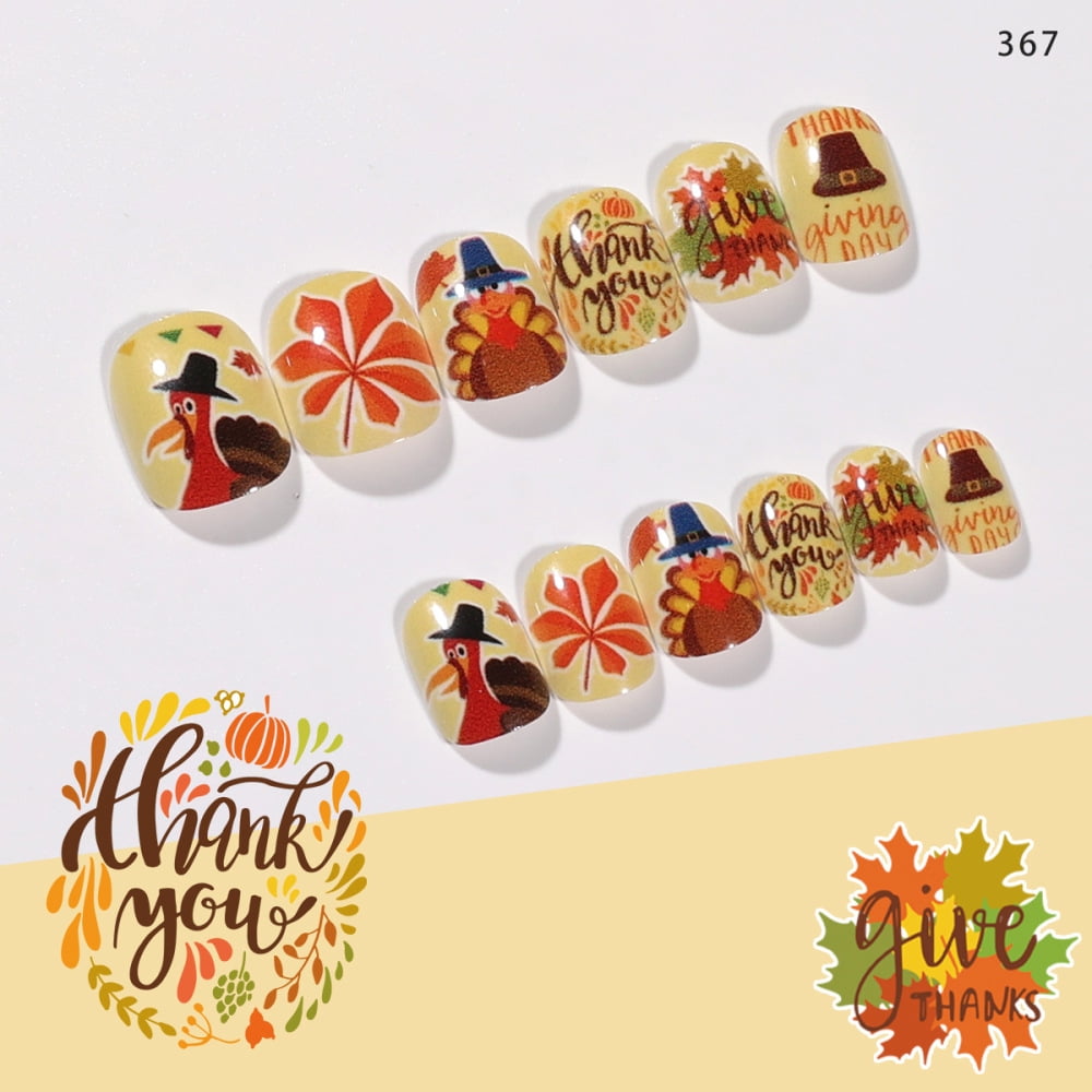 Thanksgiving False Nail Salon Set Cute Style Long Lasting Nail Manicure