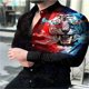 thumbnail image 1 of Camisa con cuello con estampado de diamantes de gran venta para hombres en verano, ropa de calle de manga larga con botones para uso diario, ropa de moda para hombres, 1 of 6