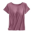 thumbnail image 3 of SHITINN Short Sleeved T Shirt with Chest Pad Bra Cup Semi Sleeve Vest Pajamas Athletic Crop Tops 3x Sleeveless Shirts Active Loose Tops for Women Womens Top Loose Fit Half Top Muscle Shirt Women, 3 of 3