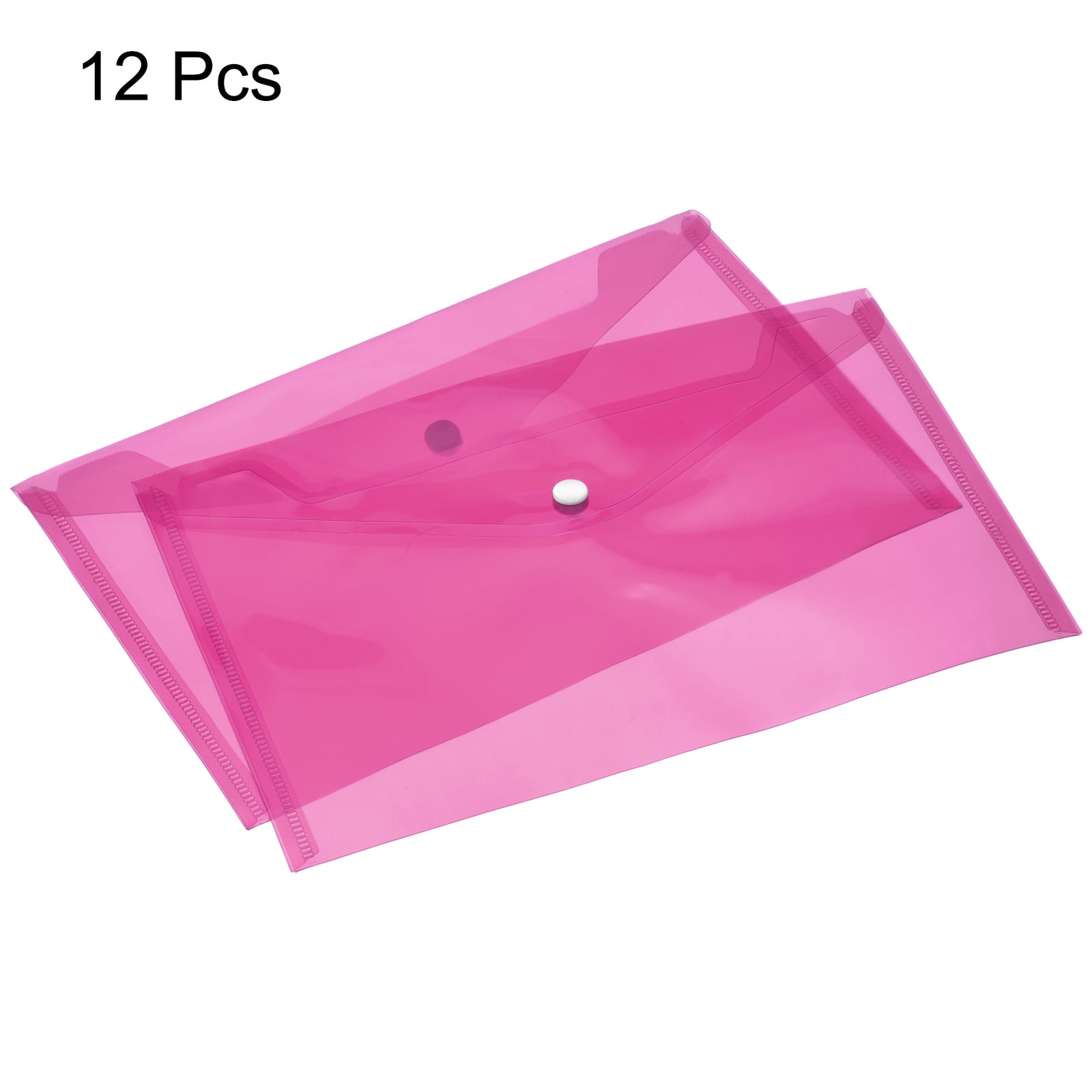 Unique Bargains File Folders Office Plastic Envelopes Document Organizer with Snap Button Pink