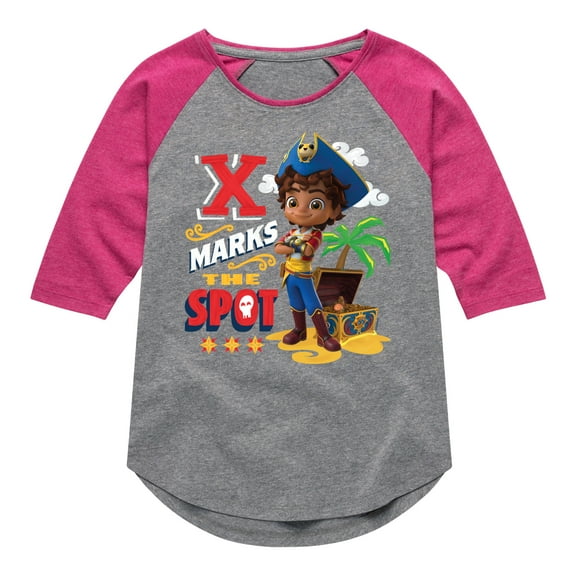 Santiago of The Sea - X Marks The Spot - Toddler And Youth Girls Raglan Graphic T-Shirt