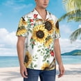 thumbnail image 5 of Xecao Sunflowers Leaves And Birds print Hawaiian shirt - a stylish short-sleeve button-down for men, perfect for casual beach and tropical outings., 5 of 9