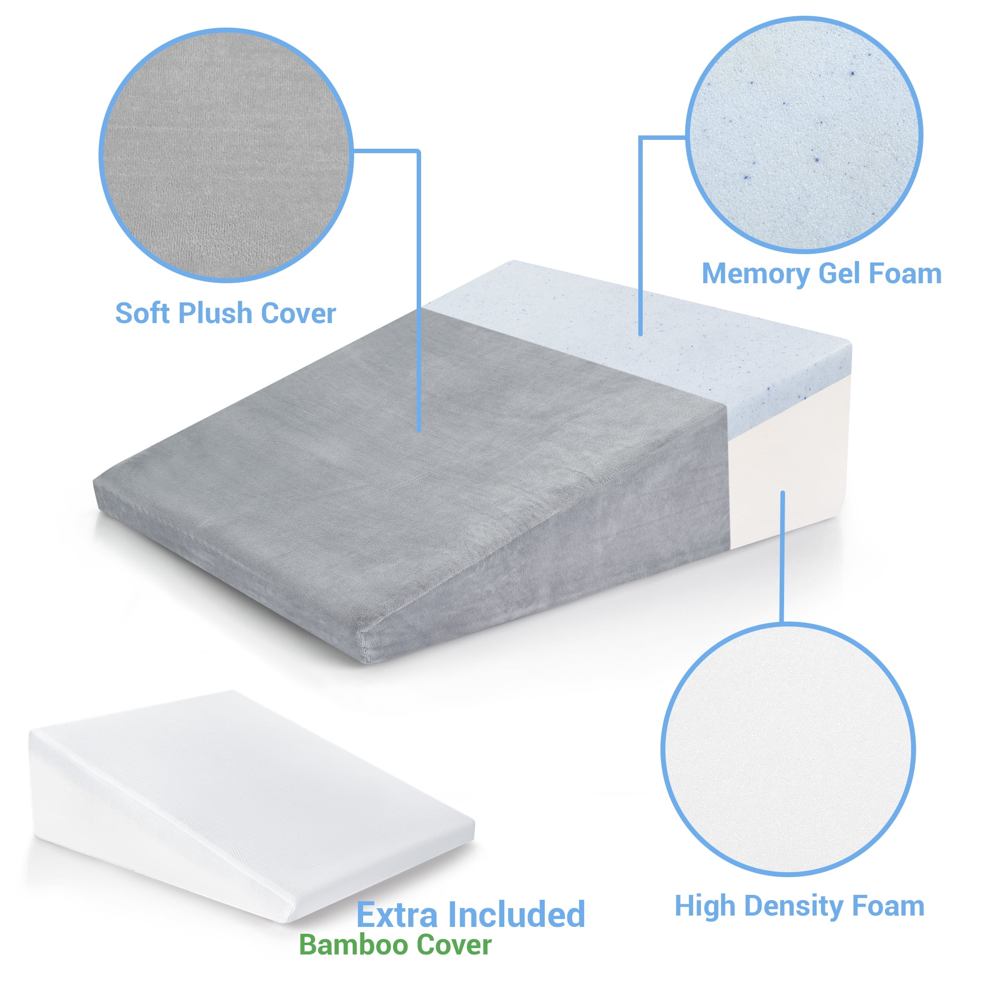 ONDEKT 8” Wedge Pillow for Sleeping Multipurpose Elevated Pillows for Back and Neck Pain
