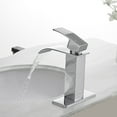 thumbnail image 2 of BWE Chrome Bathroom Faucet Modern Waterfall Single Hole Faucet for Bathroom Sink Single Handle with Pop Up Drain with Overflow Assembly and Supply Line Lavatory Bath Faucet Lead-Free, 2 of 7