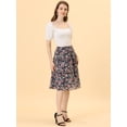 thumbnail image 3 of Unique Bargains Jupe Midi Fluide à Volants Superposés à Imprimé Floral pour Femme, Bleu Foncé, TG, 3 of 5