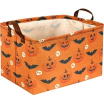 Rectangular Halloween Baskets,Pumpkin Basket for Kids with Handles. Candy Basket,Books Bins. (Halloween Pumpkin)