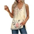thumbnail image 2 of Tank Tops for Women under $5 Plus Size Clearance Sleeveless Printed V-neck Pullover Side Slit Loose Casual Top Multicolor L, 2 of 6