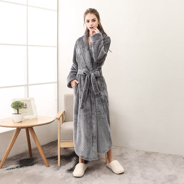 Pijamas de invierno para mujer, bata de dormir para mujer, albornoces, pijamas de mujer para parejas, ropa de casa cálida de franela para hombre5METRO Deng Xun unisex