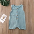 thumbnail image 4 of 2020 Summer Baby Girls Boys Sleeveless Buttons Solid Color Romper Jumpsuit, 4 of 5