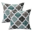 thumbnail image 1 of Haperlare Moroccan Geometric Throw Pillow Cases 20"x20" Boho Quatrefoil Pattern Aqua Green Cushion Cases Farmhouse Square Pillow Covers for Couch Sofa, Set of 2, 1 of 6