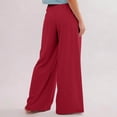 thumbnail image 7 of Women's Elastic Drawstring Waist Pants, Solid Color Casual Lounge Pants, Soft Wide Leg Loungewear for Home, Daily Wear, Relaxed Outfits and Comfort Red L, 7 of 7