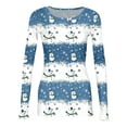thumbnail image 5 of Christmas Womens Long Sleeve Stretch Ribbed T-Shirt Christmas Print Casual Blouses Slim Fit Graphic Holiday Tee Tops, 5 of 6