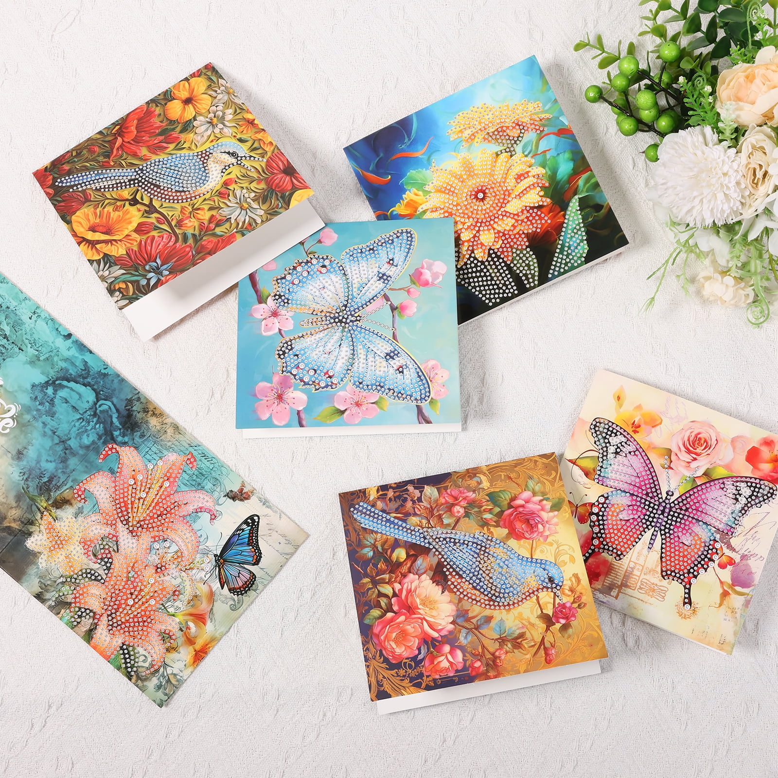 Ikoopy 12 Pack Diamond Art Card with Painting Tool and Envelope DIY Manual Greeting Card for Christmas Xmas for Festival New Year