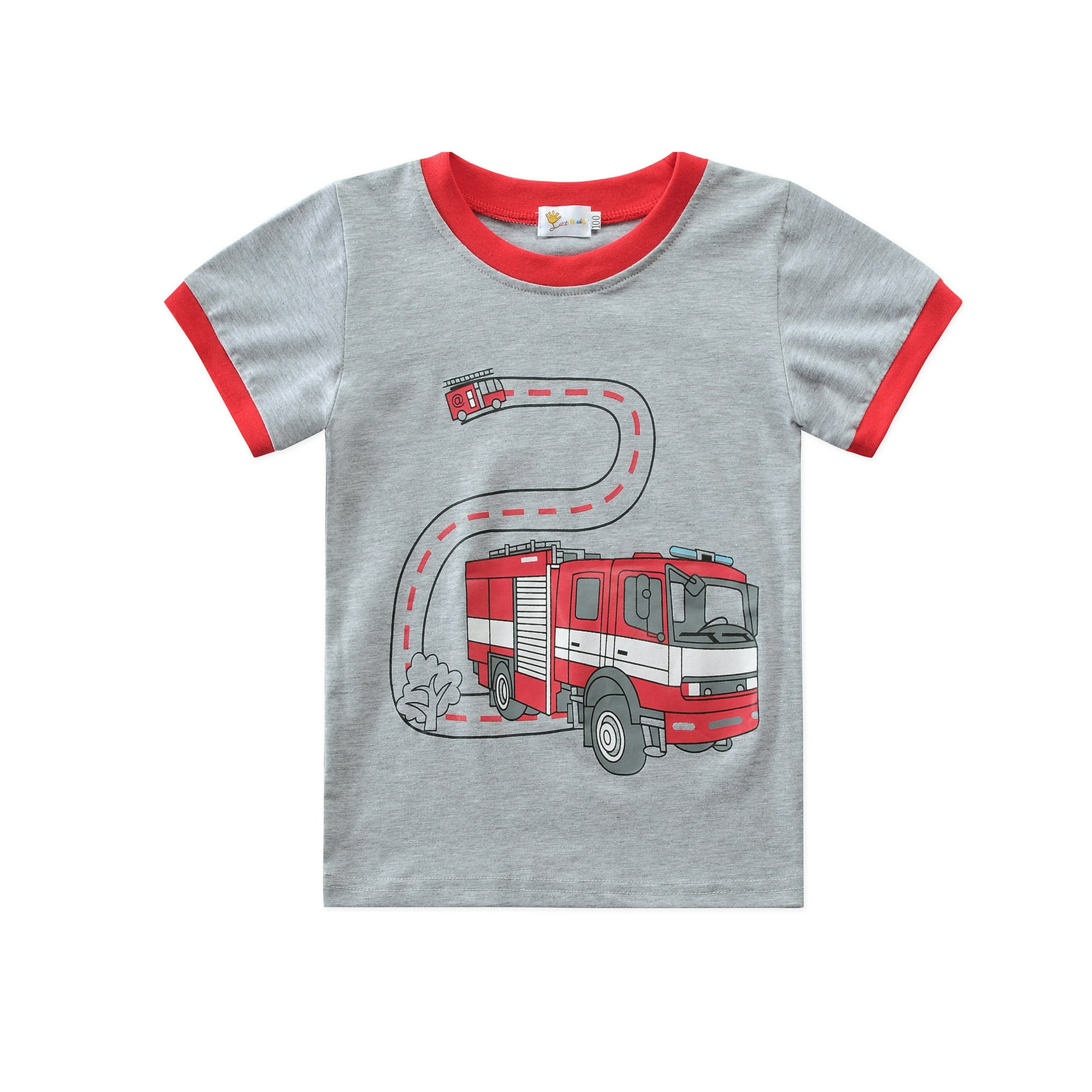 Little Hand Toddler Boys Pajamas Summer Short Sets Fire Truck 100 Cotton Kids Pjs Sleepwear Clothes Set Size 2 7t Red