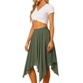 thumbnail image 4 of Women's Asymmetrical Hem Elastic Waist Chiffon Flowy Vintage Handkerchief Hemline Midi Skirts XS Army Green, 4 of 4