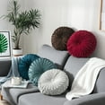 thumbnail image 6 of Velvet Round Decorative Pillow for Couch 15-Inch (Dark Teal), 6 of 7