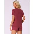 thumbnail image 4 of DARING DIVA Pajama Short Sleeve Top Shorts Loungewear Sleepwear Set XS Claret, 4 of 7