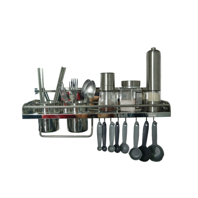 Estante de Acero inoxidable ilios innova Multifuncional Organizador de pared para utensilios y especias con 2 vasos