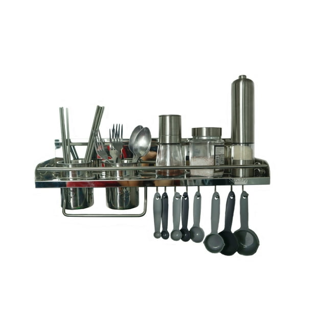 Estante de Acero inoxidable ilios innova Multifuncional Organizador de pared para utensilios y especias con 2 vasos