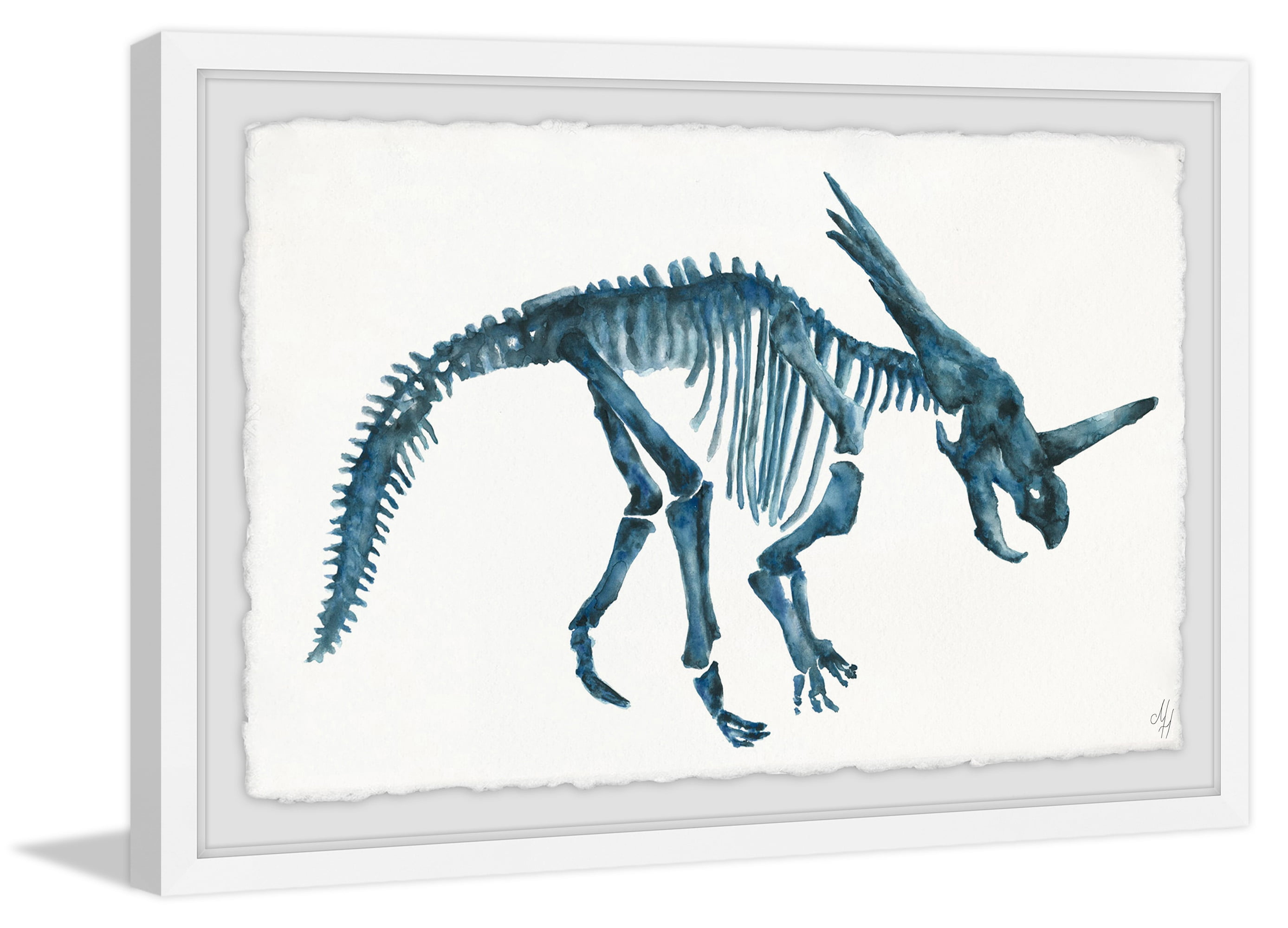 Marmont Hill Blue Dino Skeleton Framed Wall Art
