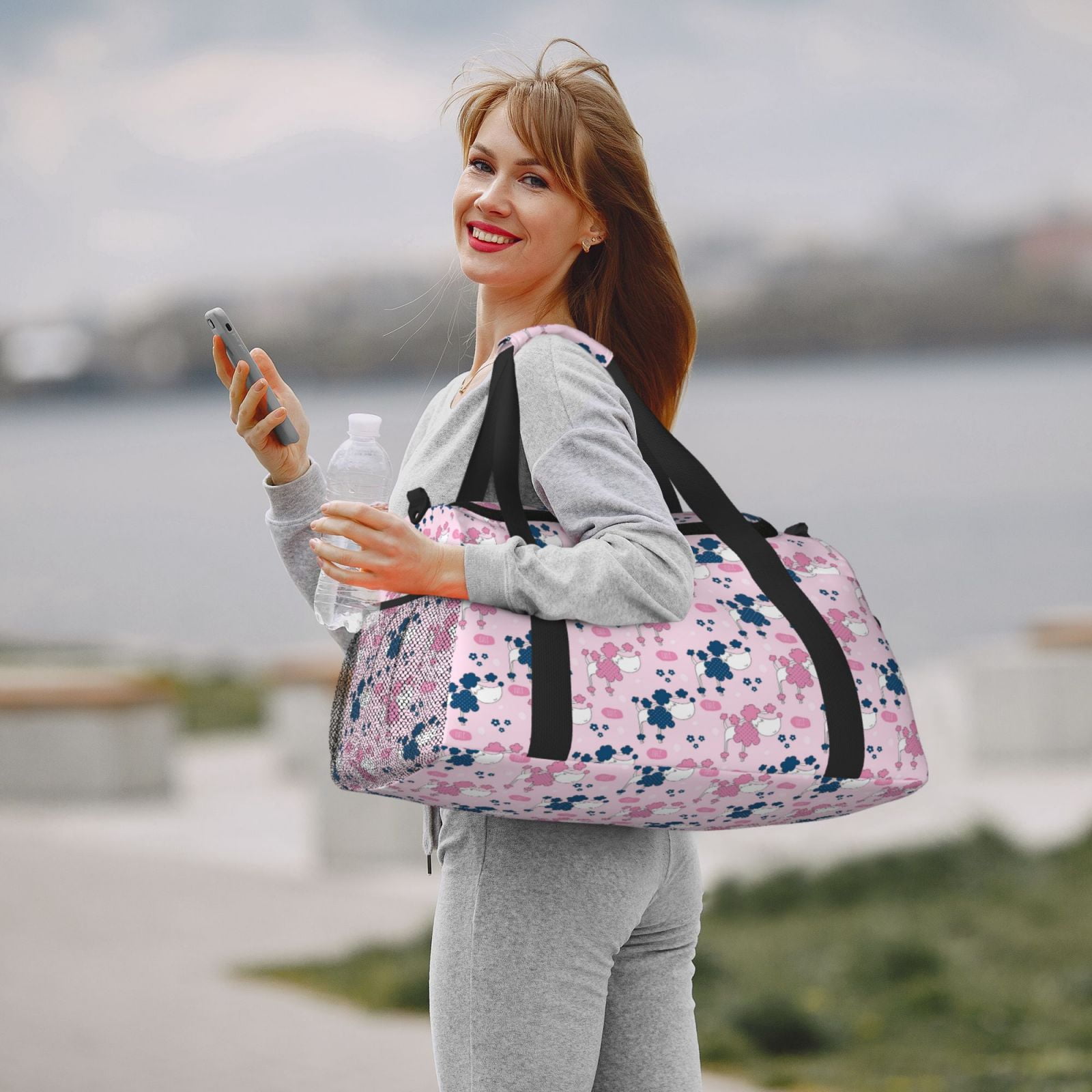 Fuzoiu Cartoon Poodle Dog Print Travel Duffle Bag,Carry On Tote Bags,Duffel Bag,Sport Gym Bag, Hospital Bag for Labor and Delivery, Overnight Bag,Luggage Bag