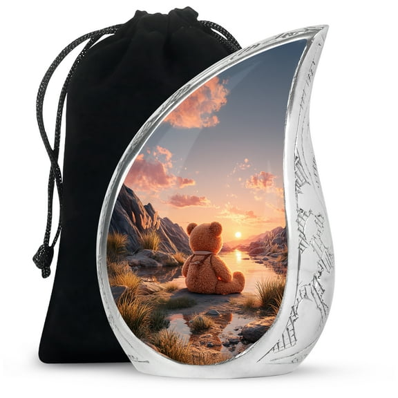 Sunset Teddy Bear Urns For Women Ashes - Large Cremation Urn For Human Ashes Adult Man - Funeral Urn For Adult Female Ashes - 10 Inch