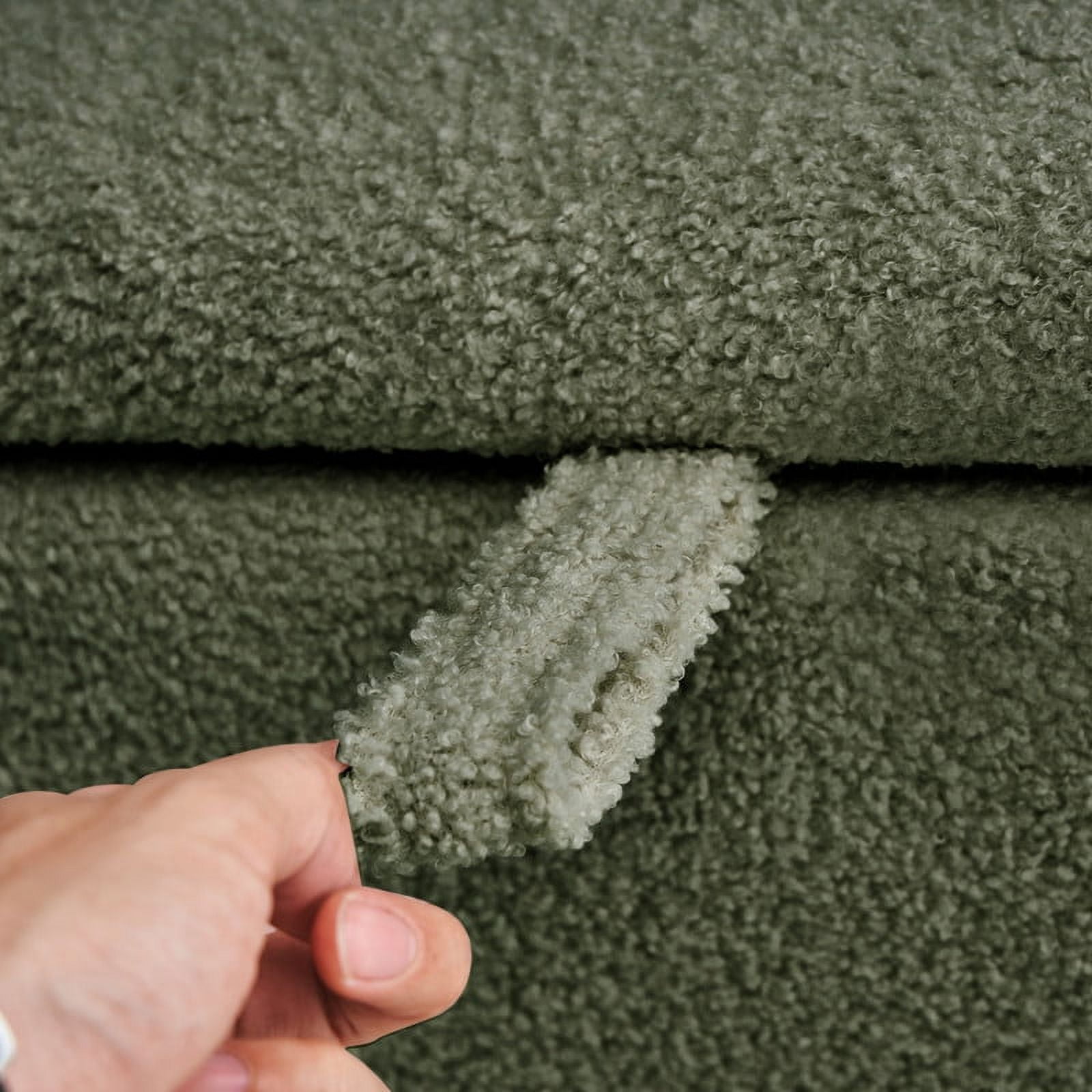 39.5" Boucle Storage Ottoman Bench for Living Room Bedroom Foot Rest End of Bed Wood Leg Green