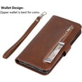 thumbnail image 5 of Wallet Case for Samsung Galaxy S10, 5 Card Slots Magnetic Closure Zipper Pocket Handbag PU Leather Flip Case with Wrist Strap TPU Kickstand Cover for Samsung Galaxy S10 - Brown, 5 of 14