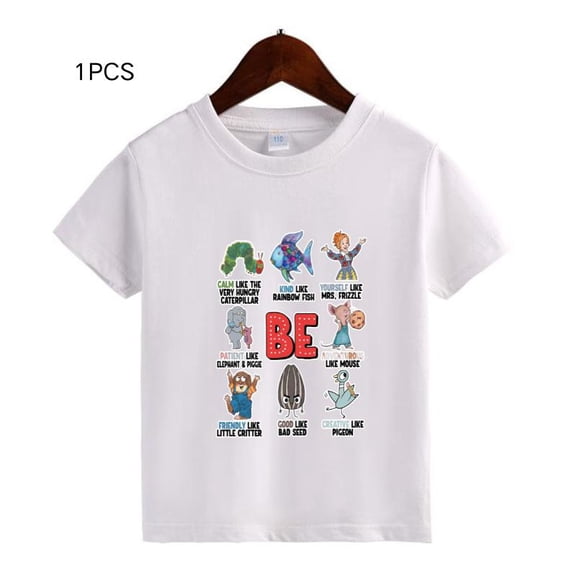 Kids Reading Month Cotton T-Shirt Funny Book Lover Graphic Shirt for Boys - Black & White