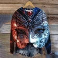thumbnail image 2 of Moxiu Womens Mardi Gras Shirts for Women Casual Crew Neck Long Sleeve Funny Mask Graphic Tops 2025 Carnival Themed Party Pullover Sweatshirts Top Navy,S, 2 of 4