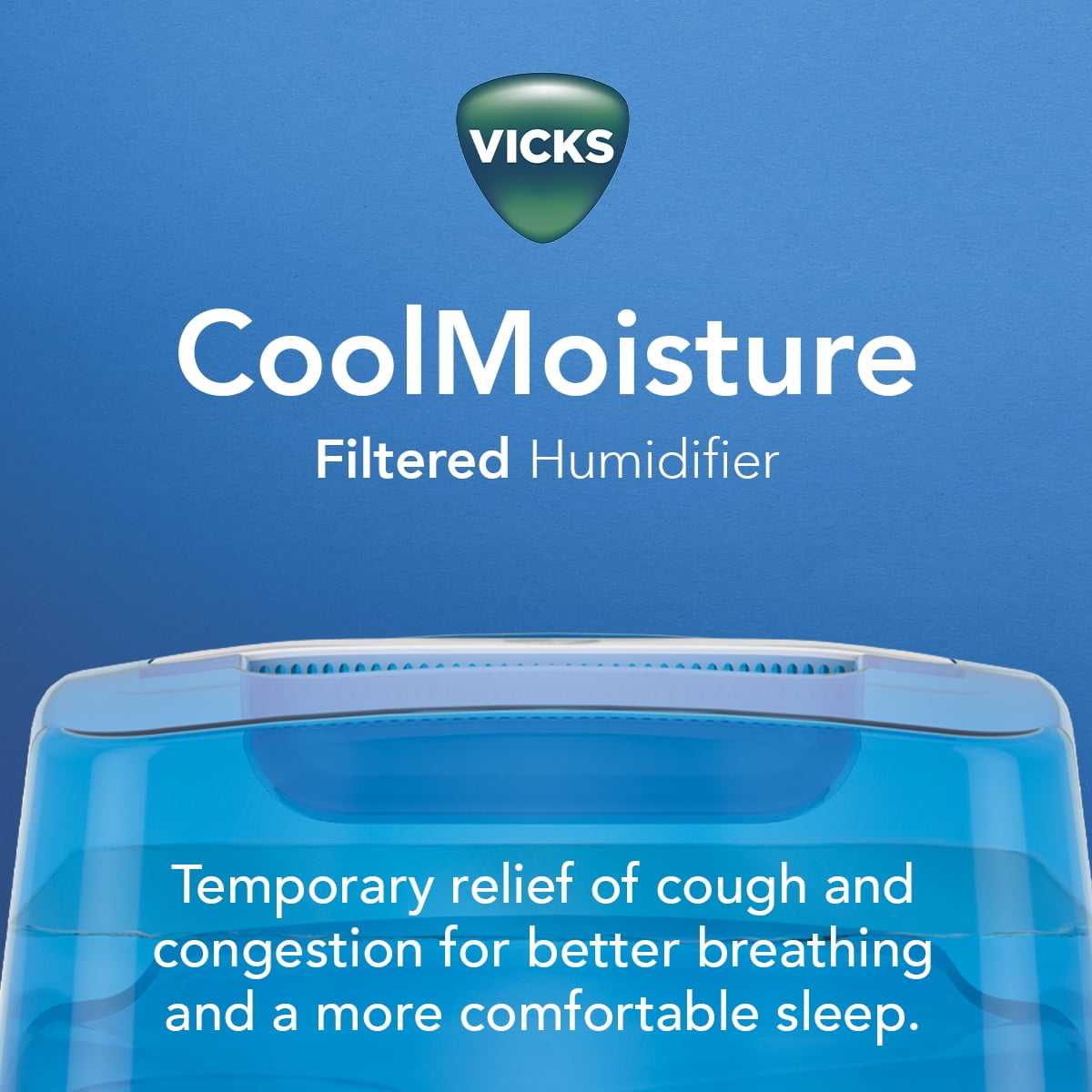 Vicks 1 Gallon Cool Mist Humidifier, V3900, Blue/White for Bedrooms, Medium to large Rooms for Adults, Kids, or Baby Room