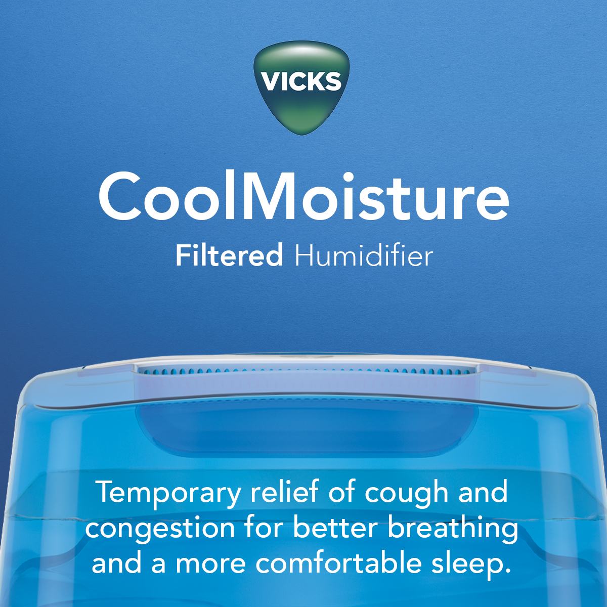 Vicks 1 gal 400 sq ft Cool Moisture Humidifier with UV Technology, V3900, Blue/White - image 3 of 12