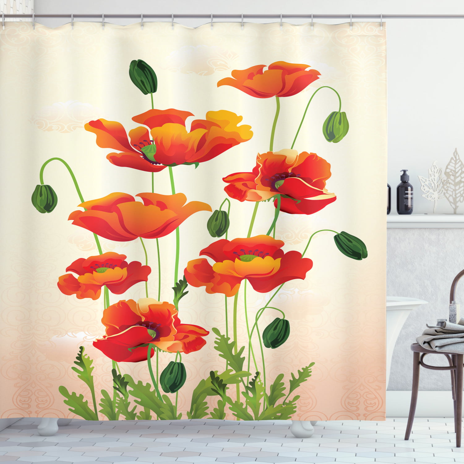Nature Stall Shower Curtain Romantic Poppy 
