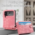thumbnail image 3 of Wallet Case Compatible with Galaxy Z Flip 4 with Detachable Card Slot Kickstand Zipper Case for Z Flip 4,Pink, 3 of 7