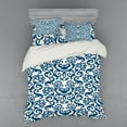 thumbnail image 2 of Ambesonne Floral Bedding Set 3 Pcs, Antique Damask Curvy Art, Twin XL, Blue White, 2 of 3