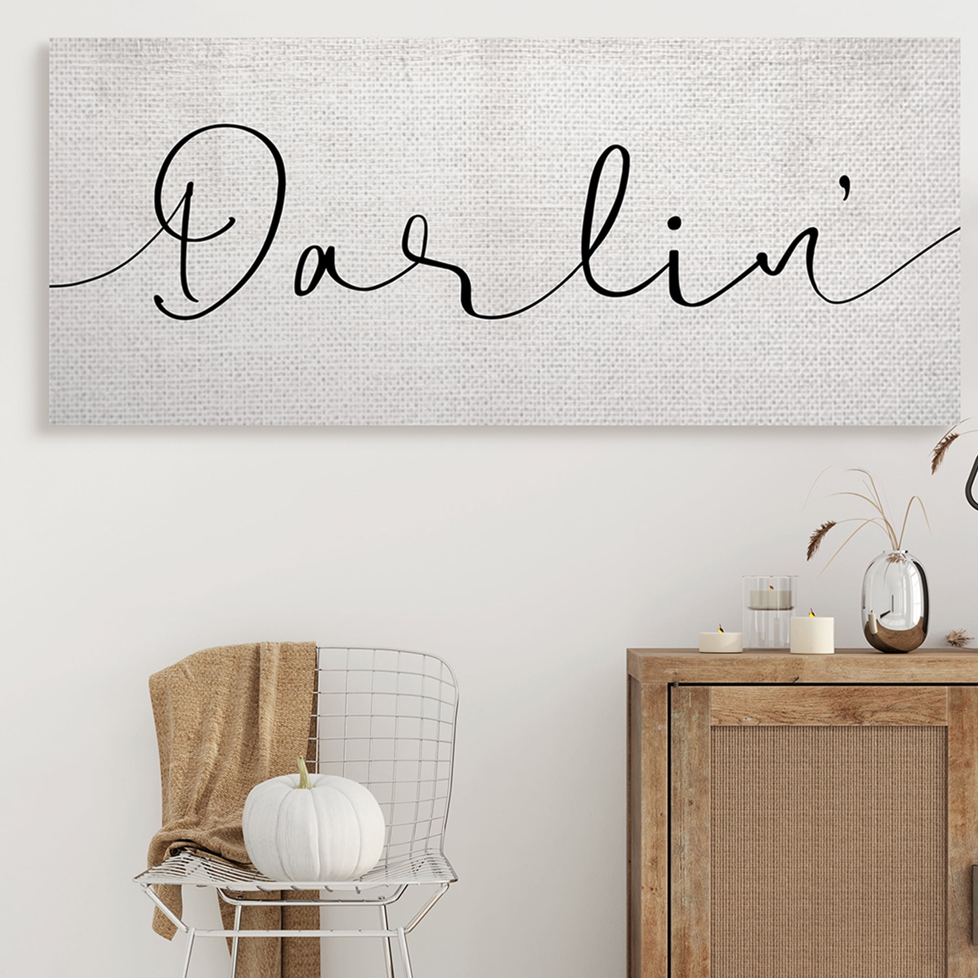 Stupell Industries Darlin' Sentiment Elegant Cursive Typography Typography Painting Gallery Wrapped Canvas Art Print Wall Art, 20 x 48