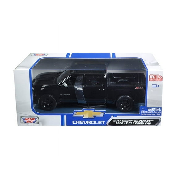 Motor Max 1:24 Scale 2017 Black Chevy Silverado 1500 LT Z71 Crew Cab Diecast truck