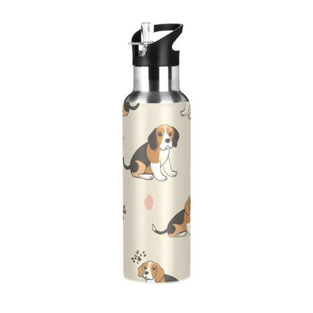 

ALAZA Beagle Dog Water Bottle Insulated Flask Stainless Steel Straw Lid 20 oz