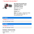 thumbnail image 2 of Rear Brake Pad and Rotor Kit - Compatible with 2011 - 2017 Volkswagen Touareg 2012 2013 2014 2015 2016, 2 of 2
