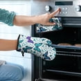thumbnail image 2 of Butterflies and Leaves Pattern Kitchen Oven Mitt and Pot Holder Sets 4 Pcs for Baking, Cooking and Grilling, Heat Resistant Up To 392 °F, 2 of 7