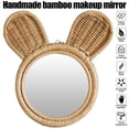 thumbnail image 3 of Handmade Natural Rattan Innovative Makeup Mirror Cute  Ears Mirror Rising Bathroom Wall Hanging Mirror Home Decoration, 3 of 6