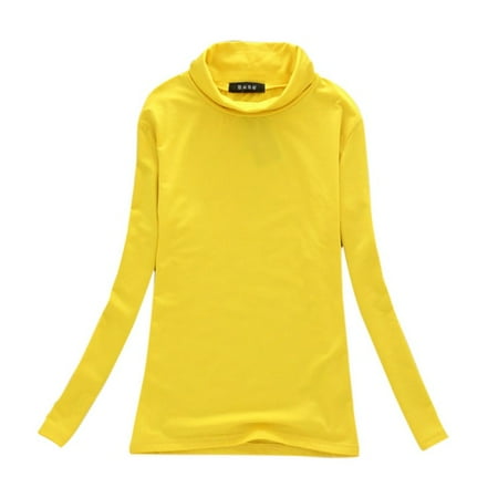 Solid Sweater Women Cotton Long Sleeve Turtleneck T-Shirt Tops Blouse