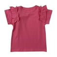 thumbnail image 2 of Riecok Girls Kid Tough T-Shirt Comfortable Girl Ruffle Sleeve Solid Color Western Style Top Fashion Loose Western Style Top Indoor Outdoor Party Performance Pink 90, 2 of 3
