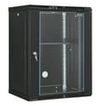 thumbnail image 3 of KFFKFF 15U Wall-Mounted Server Cabinet, Supports up to 500 lbs, Features Lockable Tempered Glass Door and Caster Wheels, Made of Q235 Carbon Steel, Ideal for IT and A/V Equipment, 3 of 9