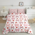 thumbnail image 2 of Erosebridal Bow Knot Pattern Bedding King Comforter Set,Cartoon Bow Bowknot Down Comforter,Red Hlove Dots Bedding Sets King with Comforter For Teens,Lightweight Bedroom Decorative Reversible,3 Pieces, 2 of 8