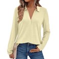 thumbnail image 2 of Women's Fashion Athleisure Solid-Color Long-Sleeve Stand-Collar Polo Shirt Top, Comfortable & Skin-Friendly & Breathable, Gifts for Women, 2 of 5