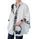 thumbnail image 4 of Camisas de hombre de moda versátil estilo universitario suelta casual camisa de un solo pecho con corbata para uso diario al aire libre, 4 of 8