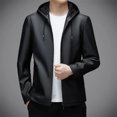 thumbnail image 4 of y chaqueta de primavera y otoño para hombre 2024 nueva moda suelta con capucha abrigo de cuero moda negocios casual para hombre, 4 of 5