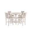 thumbnail image 2 of Benjara Aine 5 PC Round Counter Dining Table- Chair Set- White Wood- Fabric Seat, 2 of 8