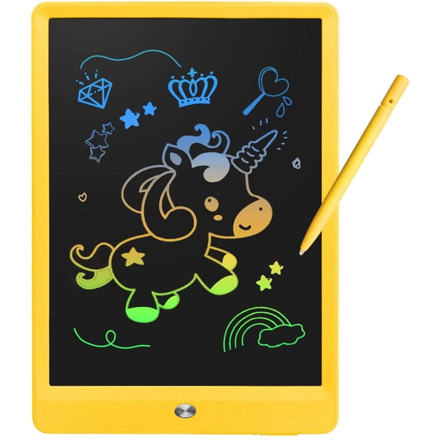 Juguetes de regalo para niñas para niñas de 3 5 7 6 4 años, tableta de escritura LCD de 10 pulgadas, tablero de dibujo, tablero de dibujo colorido para niños, juguetes preescolares para niñas de 3 a 7 años (amarillo) Sailing Electrónica